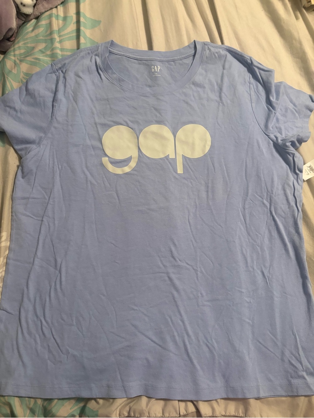 GAP Short Sleeve Crew Tee in Dusty Blue retro logo